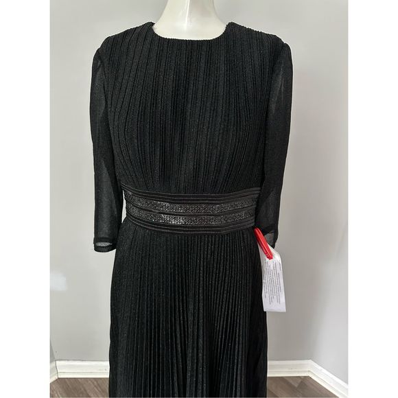 MAC DUGGAL SHIMMERING 3/4 SLEEVE A-LINE MIDI DRESS - Picture 6 of 10